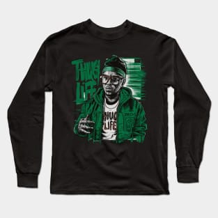 Thug Life Design with Black Man Long Sleeve T-Shirt